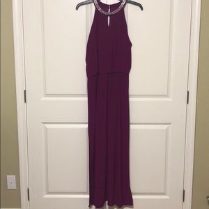 Fuchsia dress with rhinestone neck